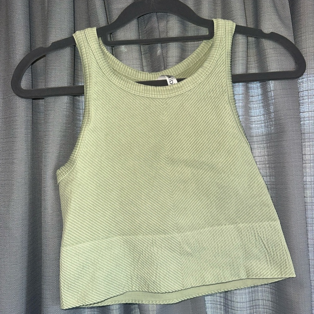 Nikibiki Green Ribbed Crop Tank Top